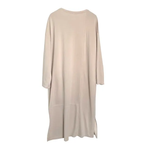 Nap Loungewear Modal Pocket Midi Sleep Dress Large L Beige / Cream Minimalist