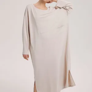 Nap Loungewear Modal Pocket Midi Sleep Dress Large L Beige / Cream Minimalist