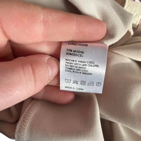 Nap Loungewear Modal Pocket Midi Sleep Dress Large L Beige / Cream Minimalist
