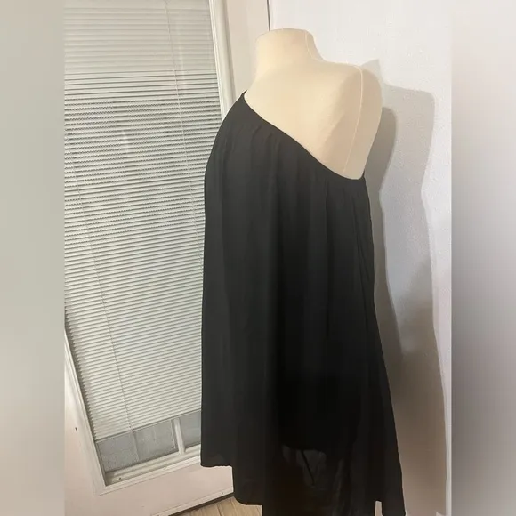 Nation, LTD,  size, M, woman one shoulder, black tunic, lined mini dress