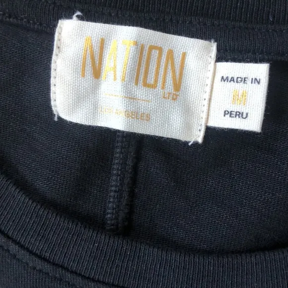 Nation LTD Theo black midi   dress gold buttons classic minimalist casual M NWT