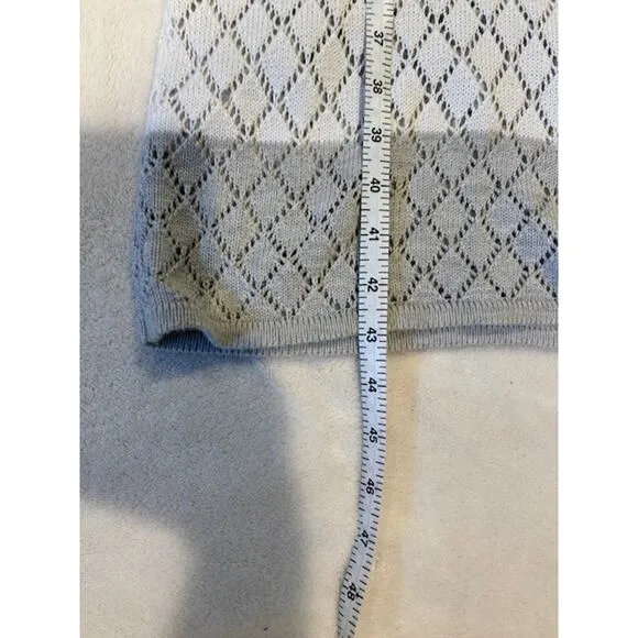NEIMAN MARCUS Gray White Stripe Open Knit Maxi Sweater Dress Size LARGE Diamond