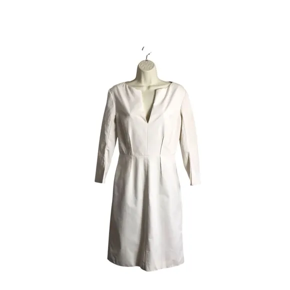 Nellie Partow Size 4 Cream Sheath Dress Classic Luxury Elegant Timeless