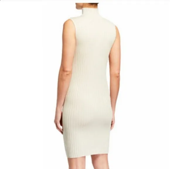 NEW 525 America Ribbed Bodycon Luxury Dress Tan Sweater Classic Turtleneck
