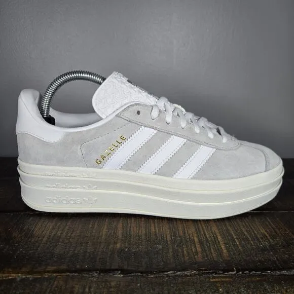 NEW Adidas Gazelle Bold Womens Size 8.5 Platform Sneaker Shoes Gray White HQ6893