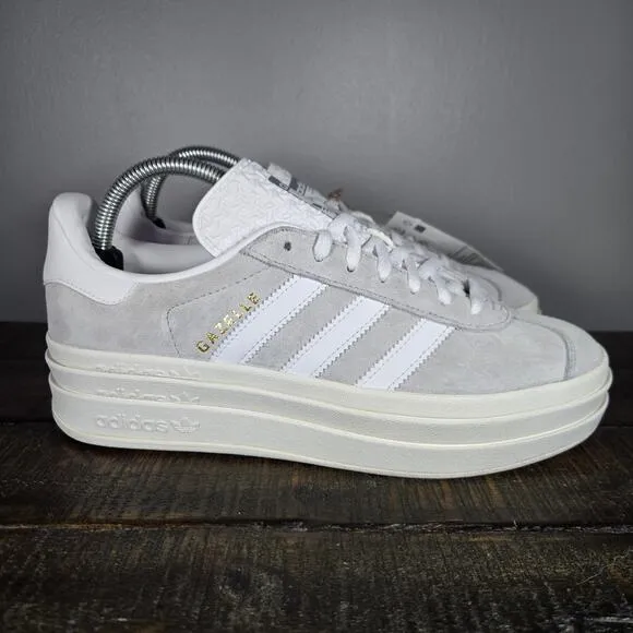 NEW Adidas Gazelle Bold Womens Size 8.5 Platform Sneaker Shoes Gray White HQ6893