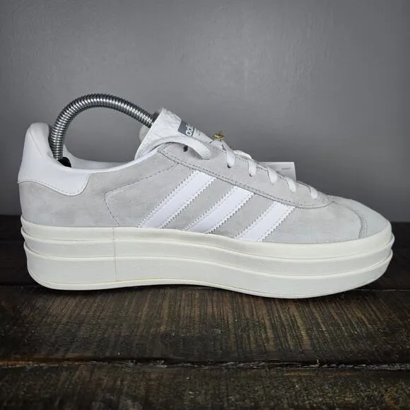 NEW Adidas Gazelle Bold Womens Size 8.5 Platform Sneaker Shoes Gray White HQ6893