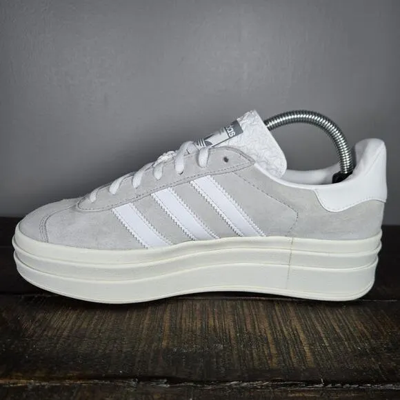 NEW Adidas Gazelle Bold Womens Size 8.5 Platform Sneaker Shoes Gray White HQ6893