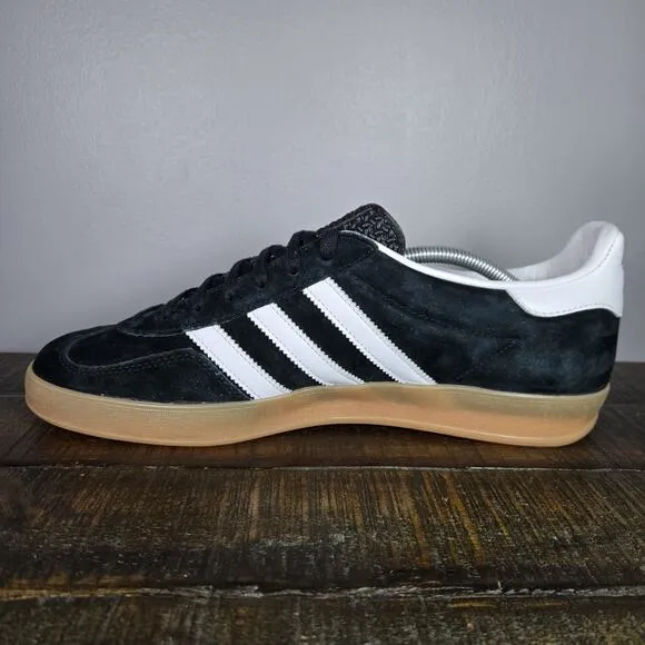 NEW Adidas Gazelle Indoor Mens Size 12 Low Top Shoes Sneakers Black White H06259