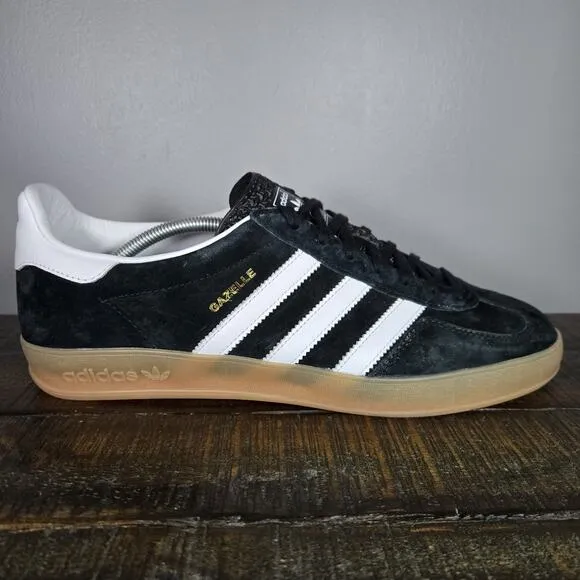 NEW Adidas Gazelle Indoor Mens Size 12 Low Top Shoes Sneakers Black White H06259