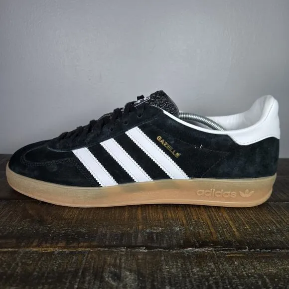 NEW Adidas Gazelle Indoor Mens Size 12 Low Top Shoes Sneakers Black White H06259