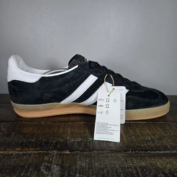 NEW Adidas Gazelle Indoor Mens Size 12 Low Top Shoes Sneakers Black White H06259