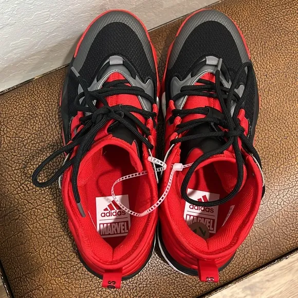 New Adidas Marvel Antman Anthony Edwards Basketball Star ⭐️ Black &amp; Red Sneakers