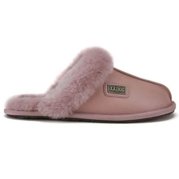 New Australia Luxe Slippers Closed MULE Pink Dusk sheepskin Fur size x small 4-5