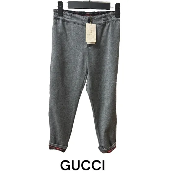 New Authentic Gucci luxury designer boys gray dress pants sz 6