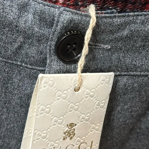 New Authentic Gucci luxury designer boys gray dress pants sz 6