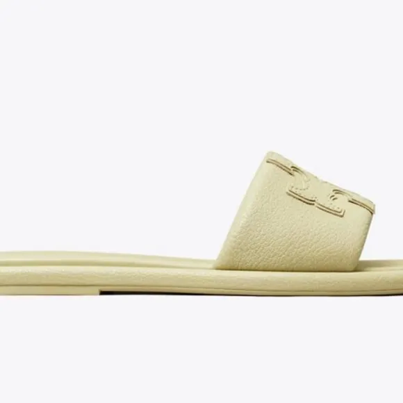 New, Authentic TORY BURCH Logo Sandals Light Green size US 9.5 slide slippers