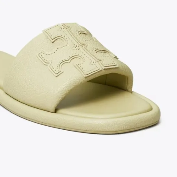 New, Authentic TORY BURCH Logo Sandals Light Green size US 9.5 slide slippers