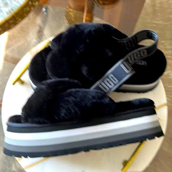 New Authentic UGG Disco knot slide platform slippers sz9