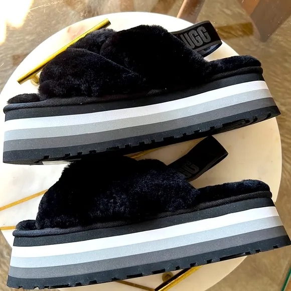 New Authentic UGG Disco knot slide platform slippers sz9