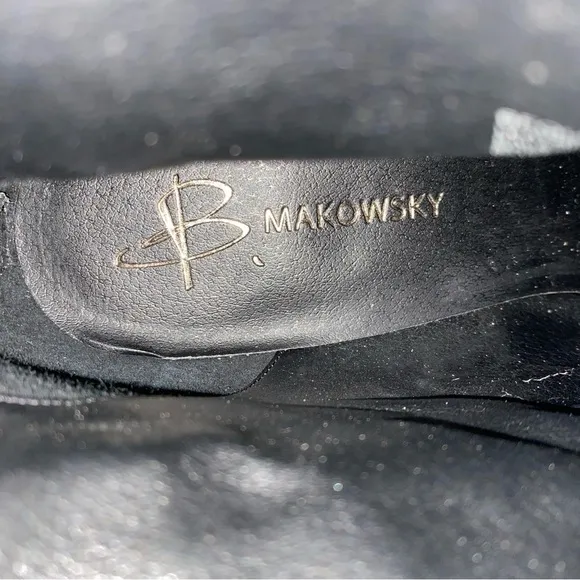 New B. Makowsky Leather Ankle Heel Boots Black Size 8.5