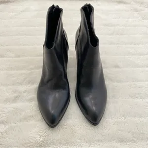 New B. Makowsky Leather Ankle Heel Boots Black Size 8.5