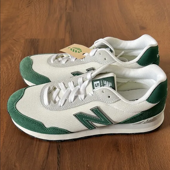 New Balance 515 White and Green Athletic Shoes