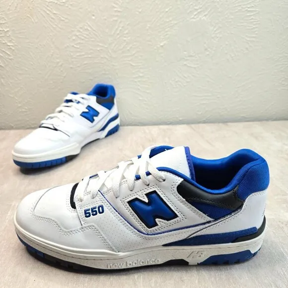 New Balance 550 Sneakers Mens 10.5 White Royal Blue Streetwear Low Top Shoes