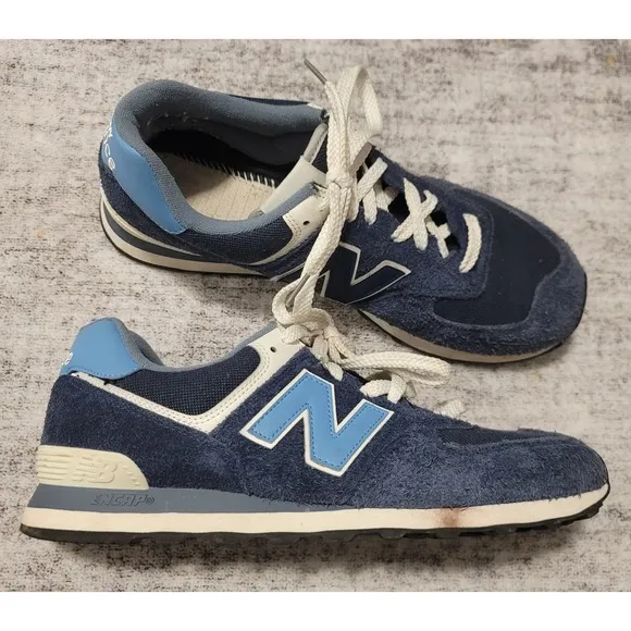 New Balance 574 Men's Core Sneakers  Blue Suade Classic Shoes Size 11.5