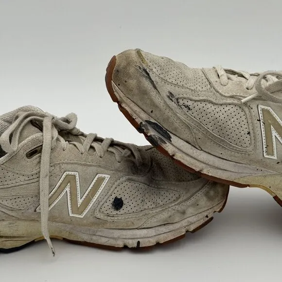 New Balance 990v4 Angora Mens 12D Off-White/Gold Athletic Running Shoes M990AG4