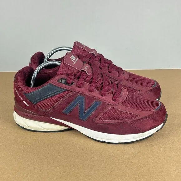New Balance 990v5 Suede Athletic Shoes Womens 8.5 Mens 7 Red Low Top