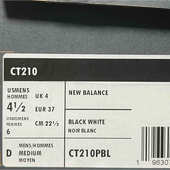 New Balance CT210 V1 Youth Boys Leather Sneaker Size 4.5 Black/White Skate Shoes