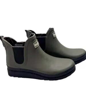 NEW BARBOUR Clifton Mid Top Green Rubber Boot Mens Size 7 Flannel Lined