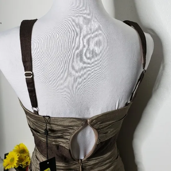 NEW BCBG MAXAZRIA Runway Simson Mocha Cocktail Dress Party Elegant Luxury