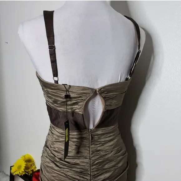 NEW BCBG MAXAZRIA Runway Simson Mocha Cocktail Dress Party Elegant Luxury