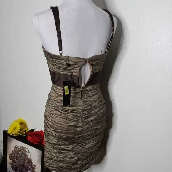 NEW BCBG MAXAZRIA Runway Simson Mocha Cocktail Dress Party Elegant Luxury