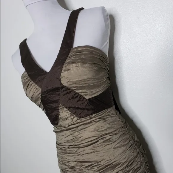 NEW BCBG MAXAZRIA Runway Simson Mocha Cocktail Dress Party Elegant Luxury