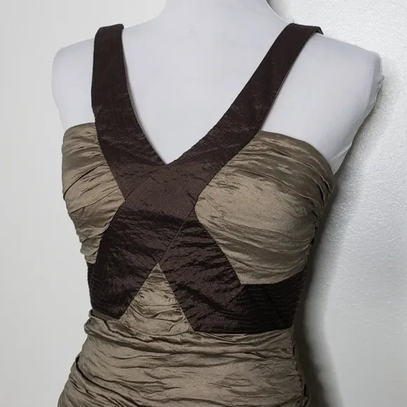 NEW BCBG MAXAZRIA Runway Simson Mocha Cocktail Dress Party Elegant Luxury