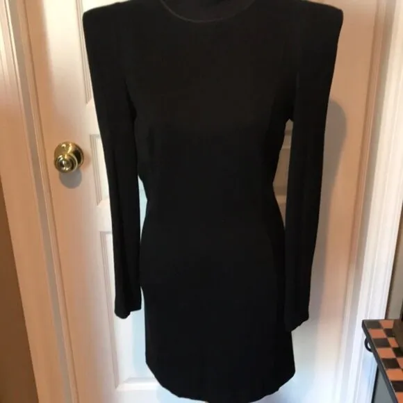 New Bird by Juicy Couture Adrian wool padded shoulder knit minimalist mini dress