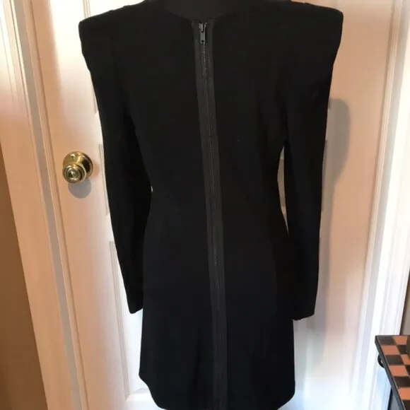 New Bird by Juicy Couture Adrian wool padded shoulder knit minimalist mini dress