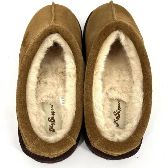 New Brown Suede MySlipper Men's Slip-On Mule Slippers By: MyPillow (Mens 8)
