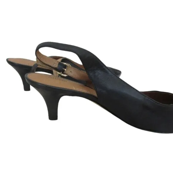 New, Clarks Black Leather Artisan Cushioned Slingback Heels Size 8.5M