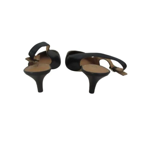 New, Clarks Black Leather Artisan Cushioned Slingback Heels Size 8.5M