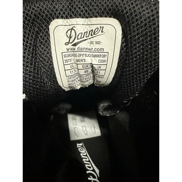NEW Danner Mens Size 11.5 Scorch Side Zip Waterproof Black Leather Tactical Boot
