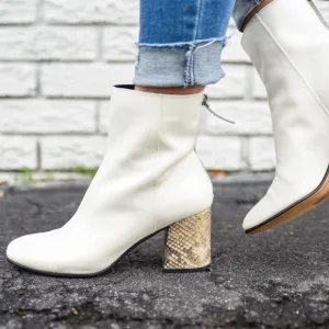 NEW Dolce Vita Women’s Vidal Ankle Block Heel Bootie Leather Boots White Size 11