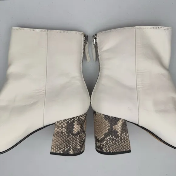 NEW Dolce Vita Women’s Vidal Ankle Block Heel Bootie Leather Boots White Size 11
