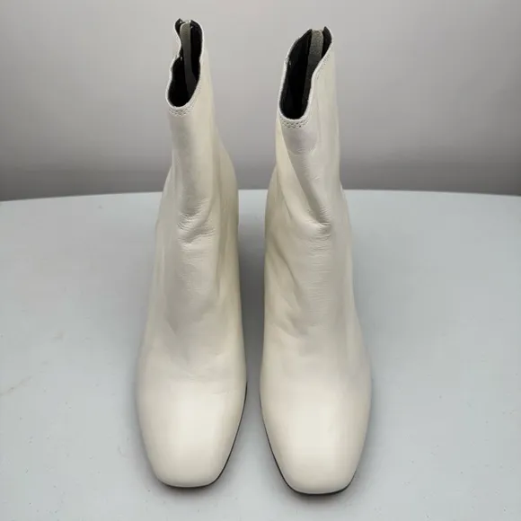 NEW Dolce Vita Women’s Vidal Ankle Block Heel Bootie Leather Boots White Size 11