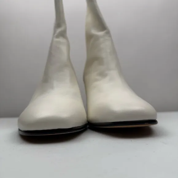 NEW Dolce Vita Women’s Vidal Ankle Block Heel Bootie Leather Boots White Size 11