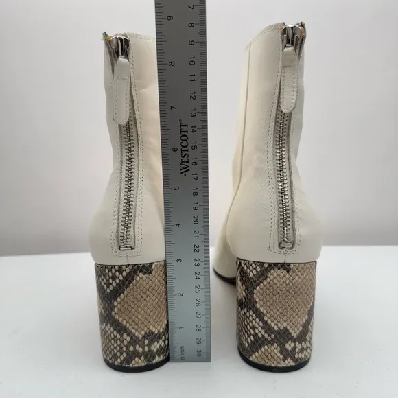 NEW Dolce Vita Women’s Vidal Ankle Block Heel Bootie Leather Boots White Size 11