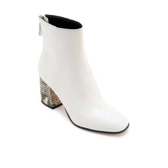 NEW Dolce Vita Women’s Vidal Ankle Block Heel Bootie Leather Boots White Size 11